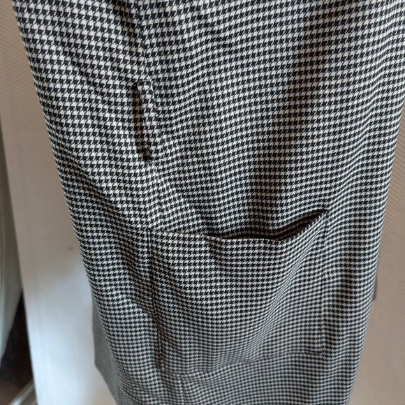 Zara Long Houndstooth Vest Pockets Belt Loops Size Large - Picture 6 of 11